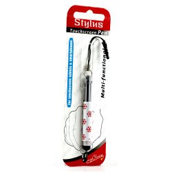 Mini Design Shrinkable Stylus Touch Pen with Earphone Dust Cap (Snowflake Red)
